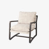 Mercana Brayden sling accent chair with dark brown wood and cream cushions