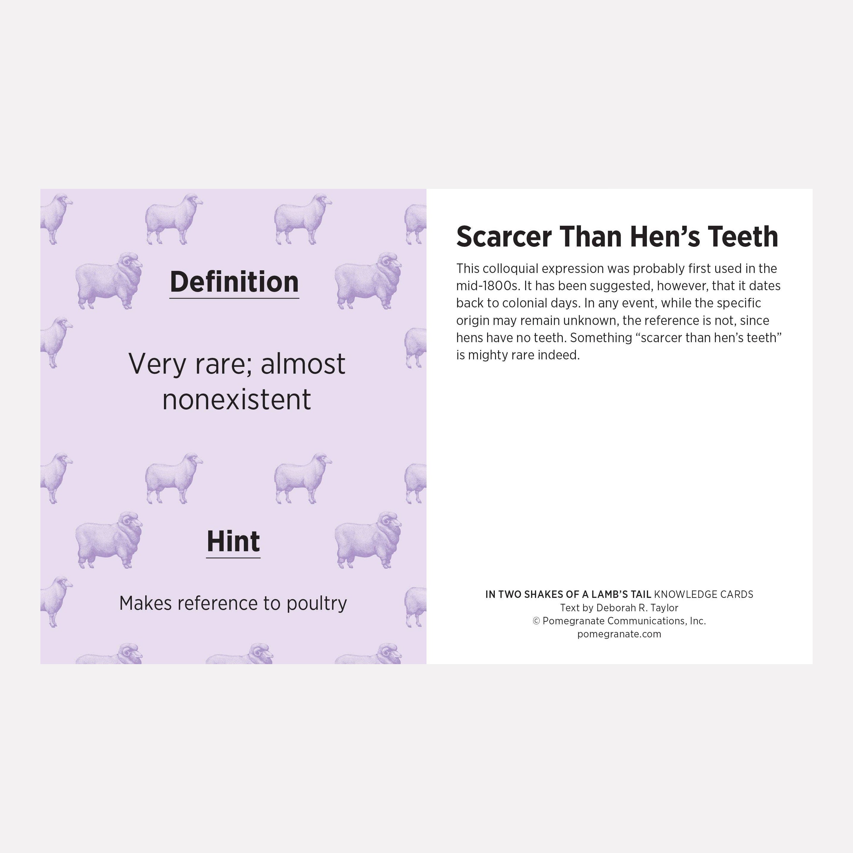 In Two Shakes of a Lamb's Tail: A Quiz Deck of Curious Sayings Knowledge Cards on a white background at Addison West