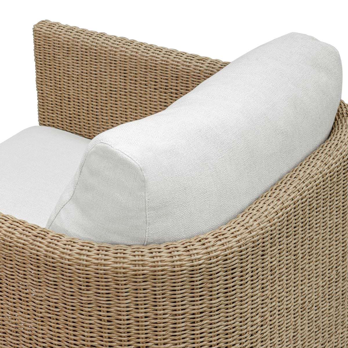 Close up of Saylor Outdoor Swivel Lounge Chair on a white background at Addison West