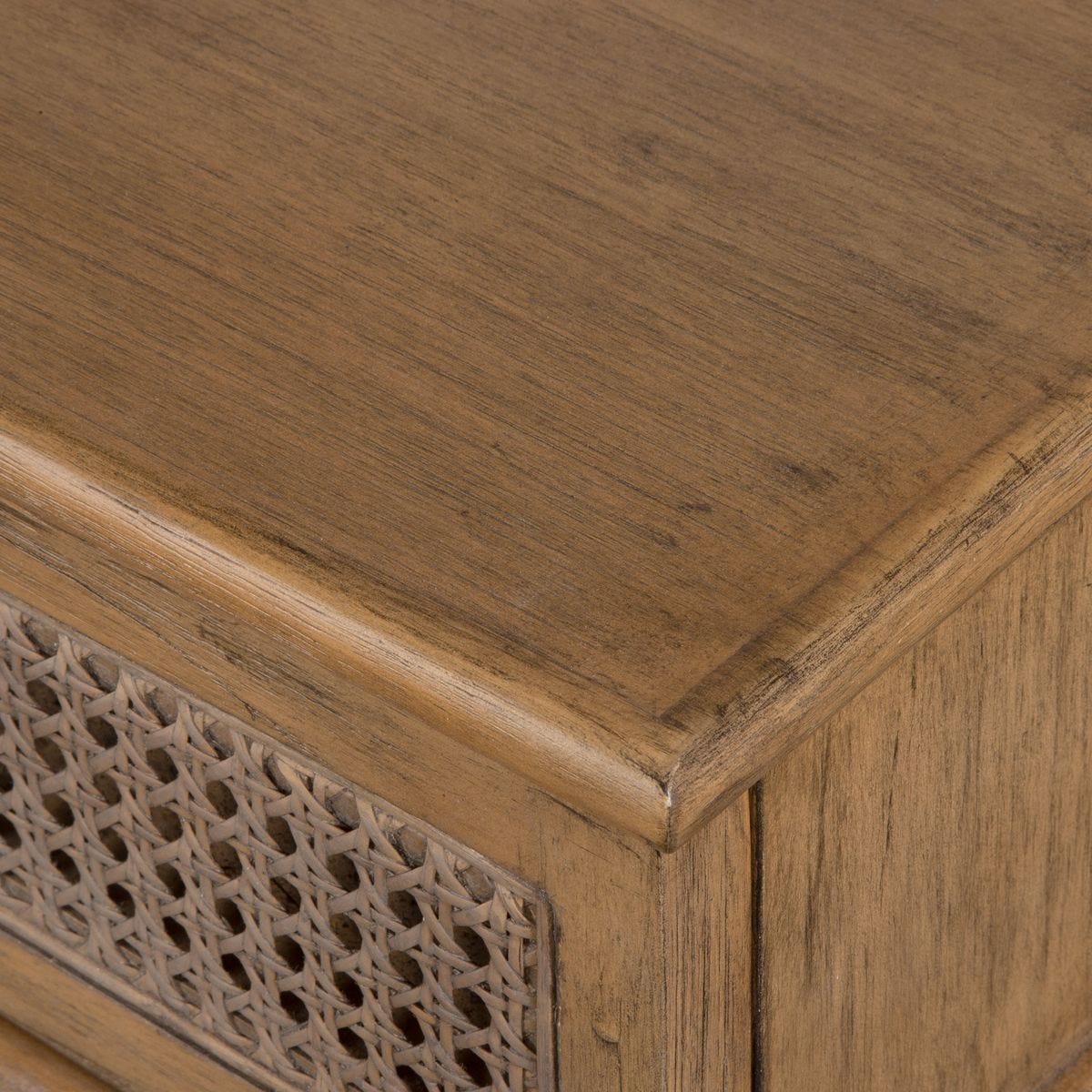Close up of Corwin Console Table on a white background at Addison West