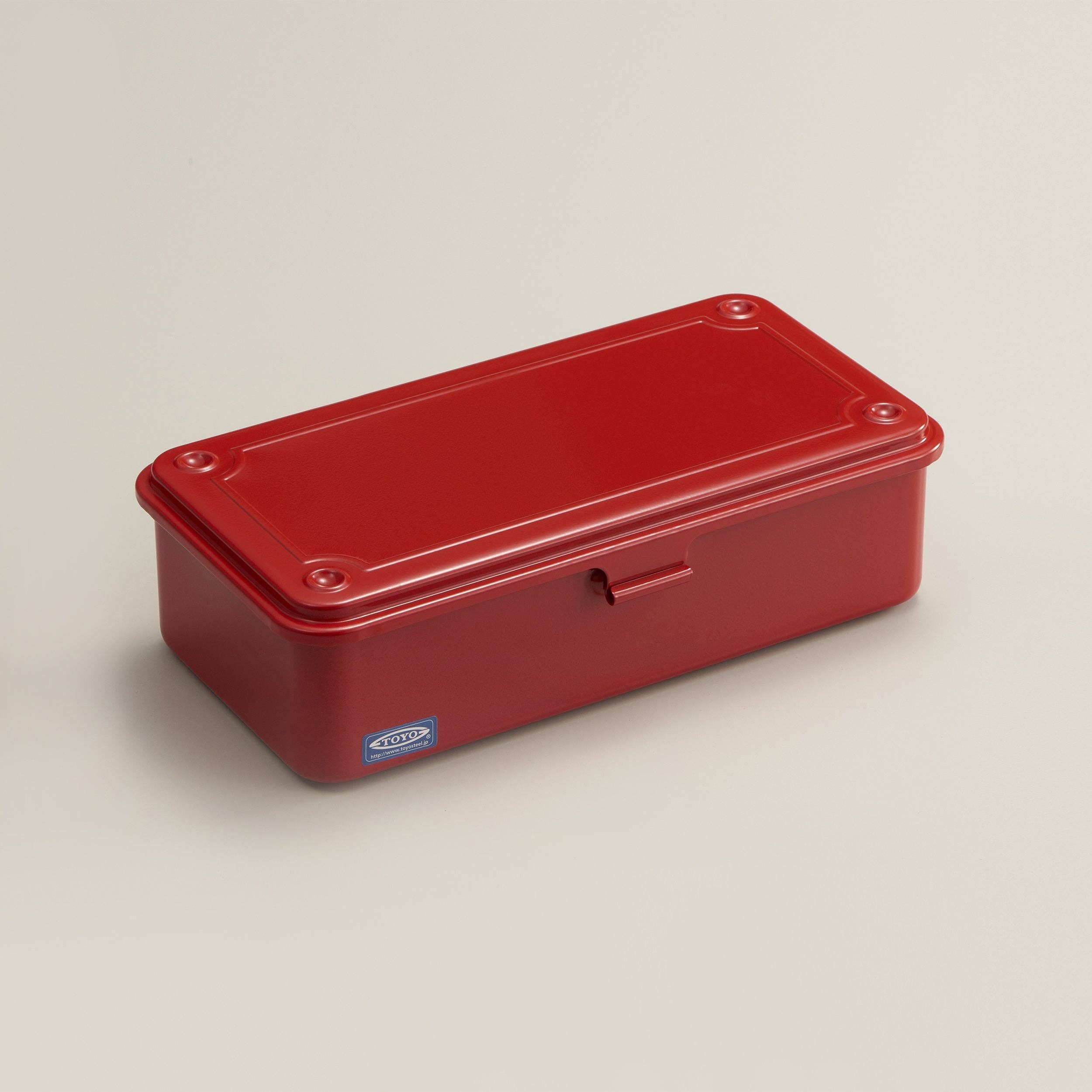 Toyo Steel Stackable Storage Box T-190 in Red on a white background at Addison West