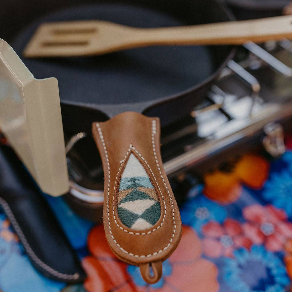 Leather And Pendleton® Wool Panhandler in Chestnut on a pan at Addison West