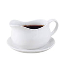 White Porcelain Gravy Boat With Saucer on a white background at Addison West