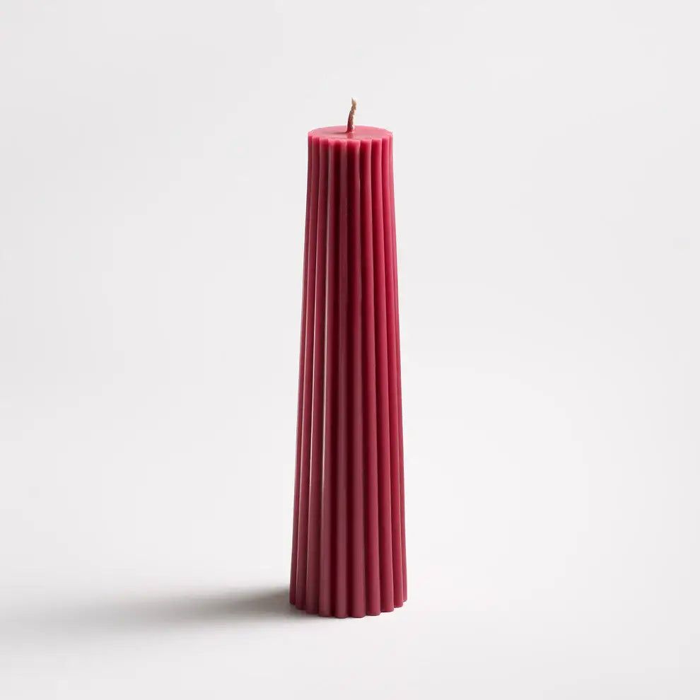 Greentree 8" Petite Pillar Candle in Bittersweet on a white background at Addison West