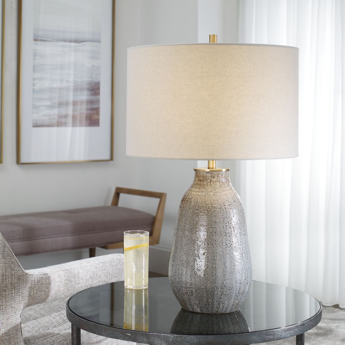 Monroe Table Lamp on a table at Addison West