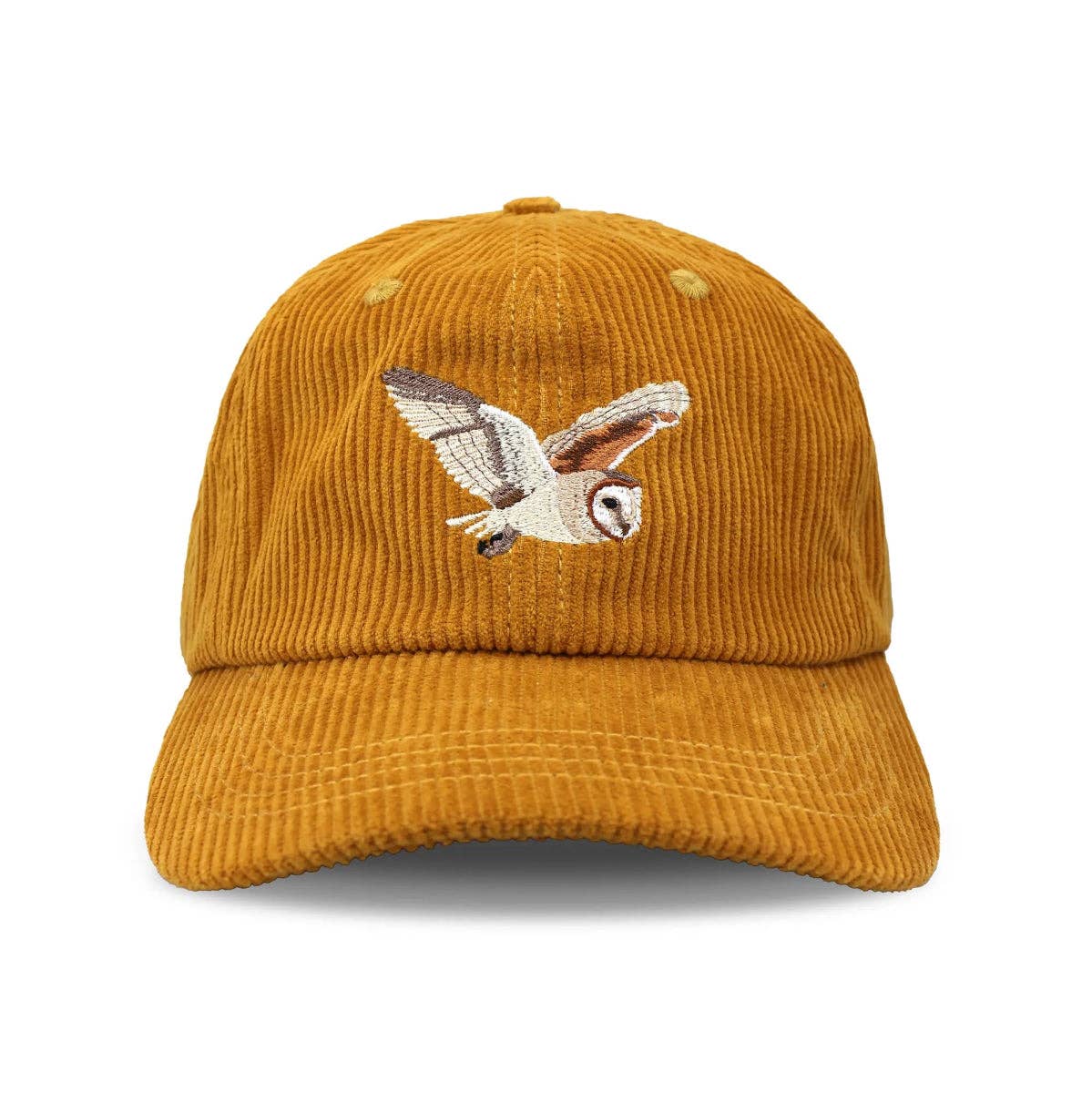 Barn Owl Corduroy Hat in Amber on a white background at Addison West