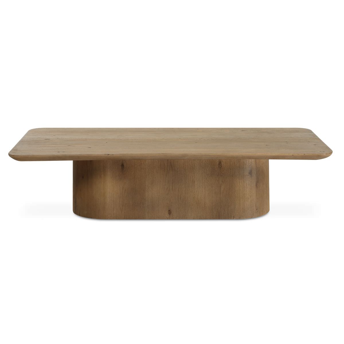 Calder Reclaimed Oak Coffee Table on a white background at Addison West
