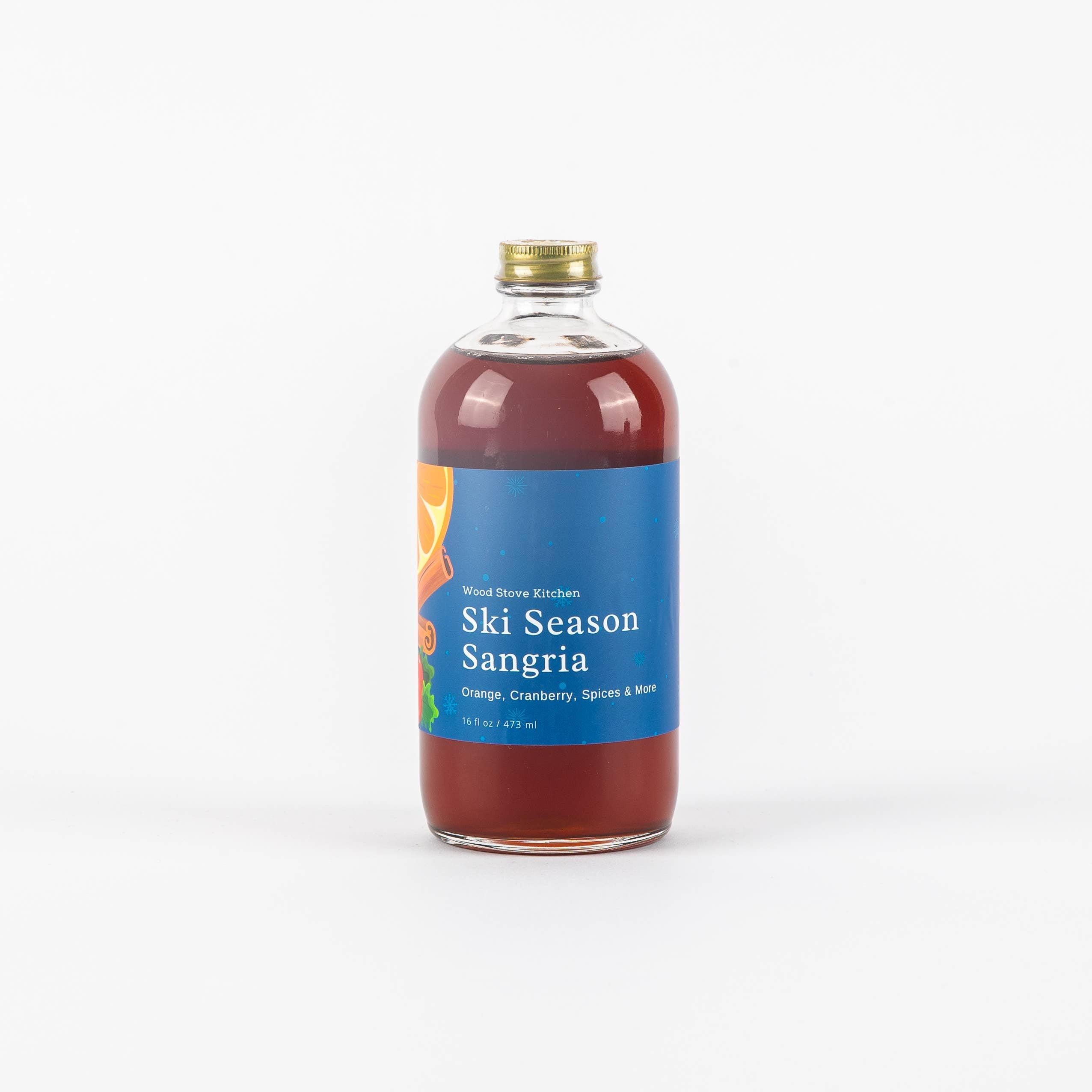 Bottle of 'Ski Season Sangria' on a white background