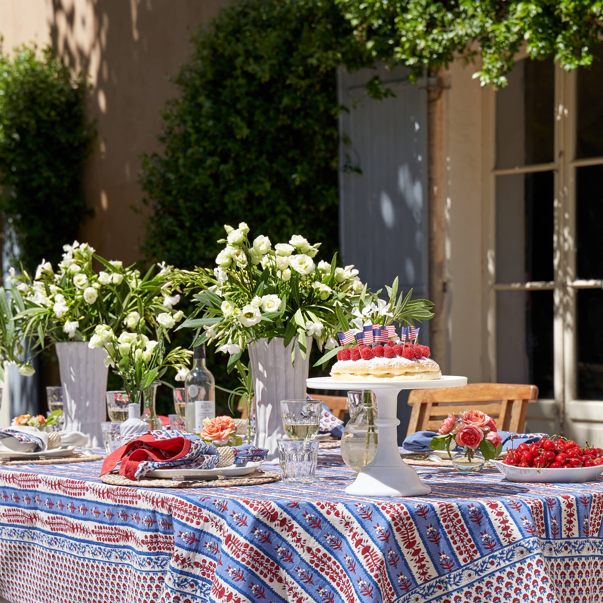 Provence Avignon Tablecloth on a table at Addison West