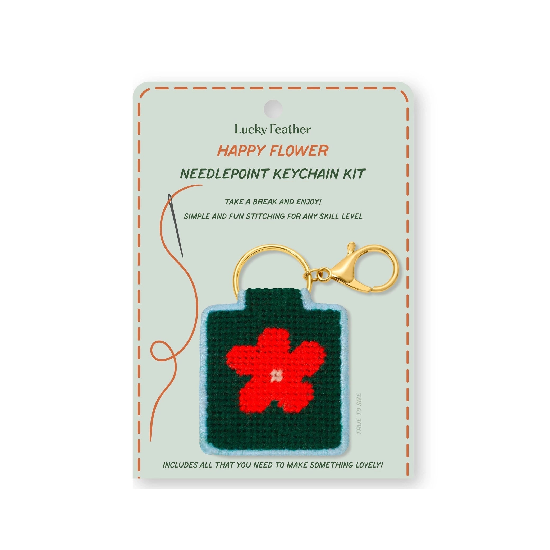 Flower Needlepoint Keychain Kit on a white background at Addison West