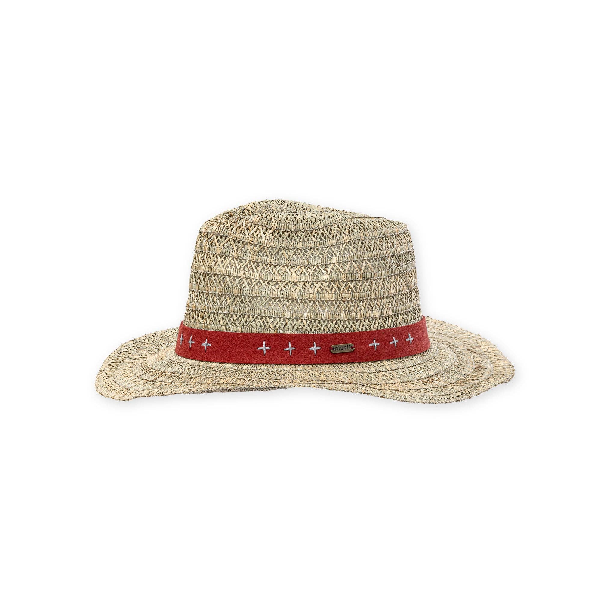 Dune Sun Hat in Garnet on white background at the Addison West.