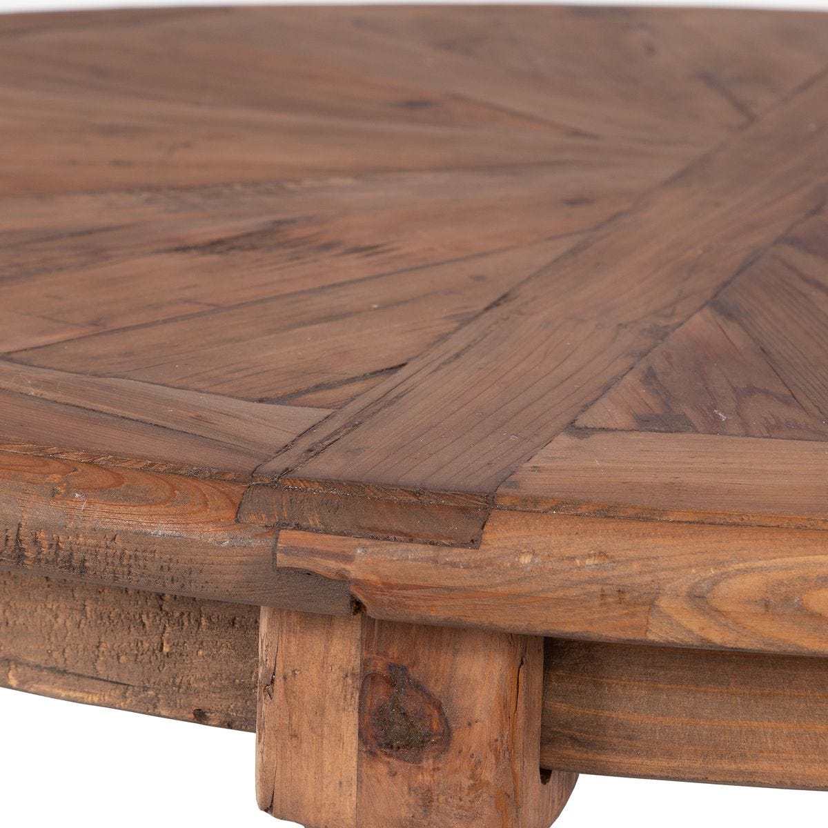 Close up of Stratton Reclaimed Fir Coffee Table on a white background at Addison West