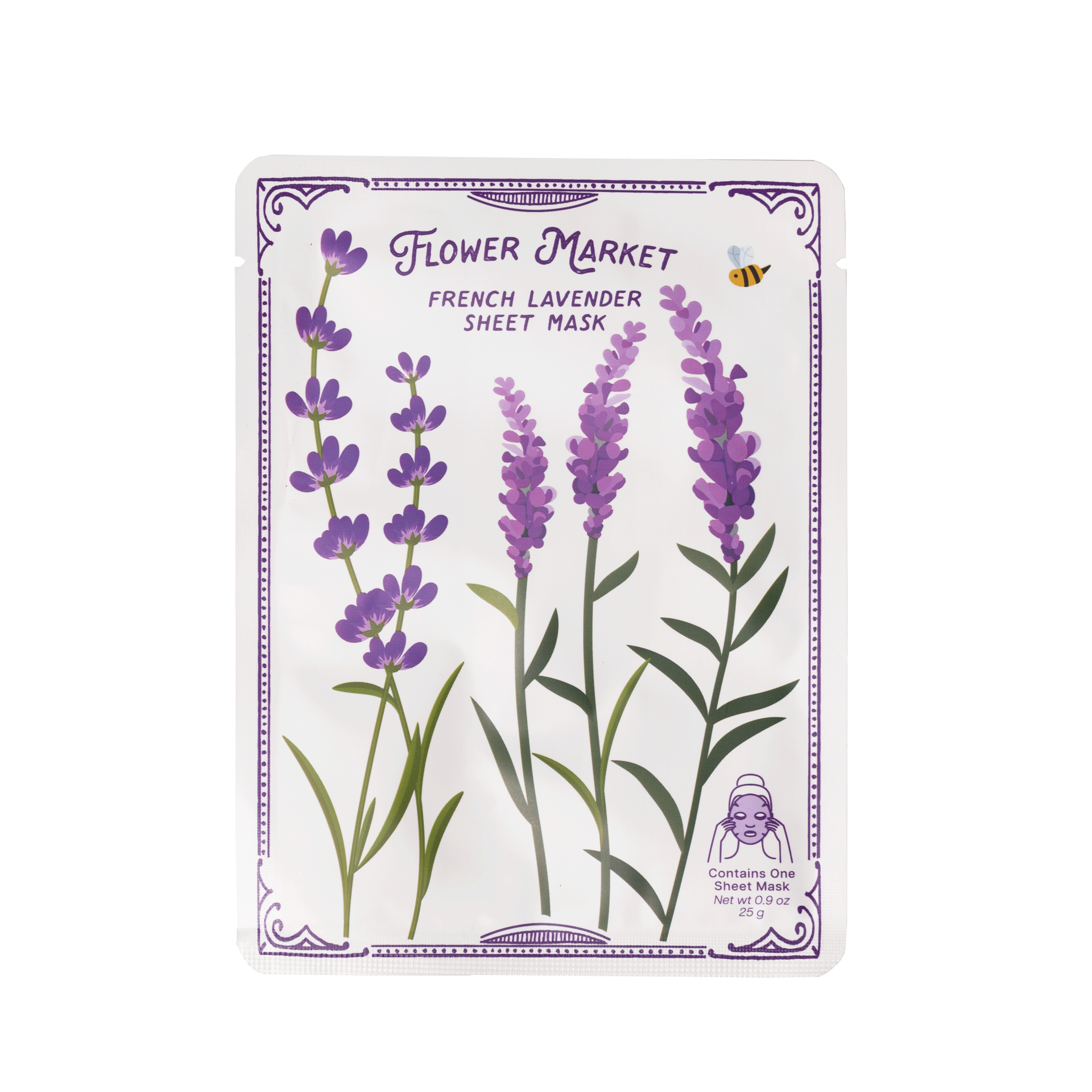 French Lavender sheet mask on a white background
