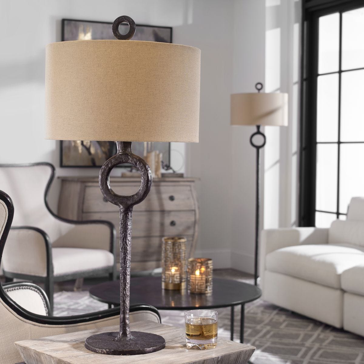 Ferrow Table Lamp in a living room at Addison West