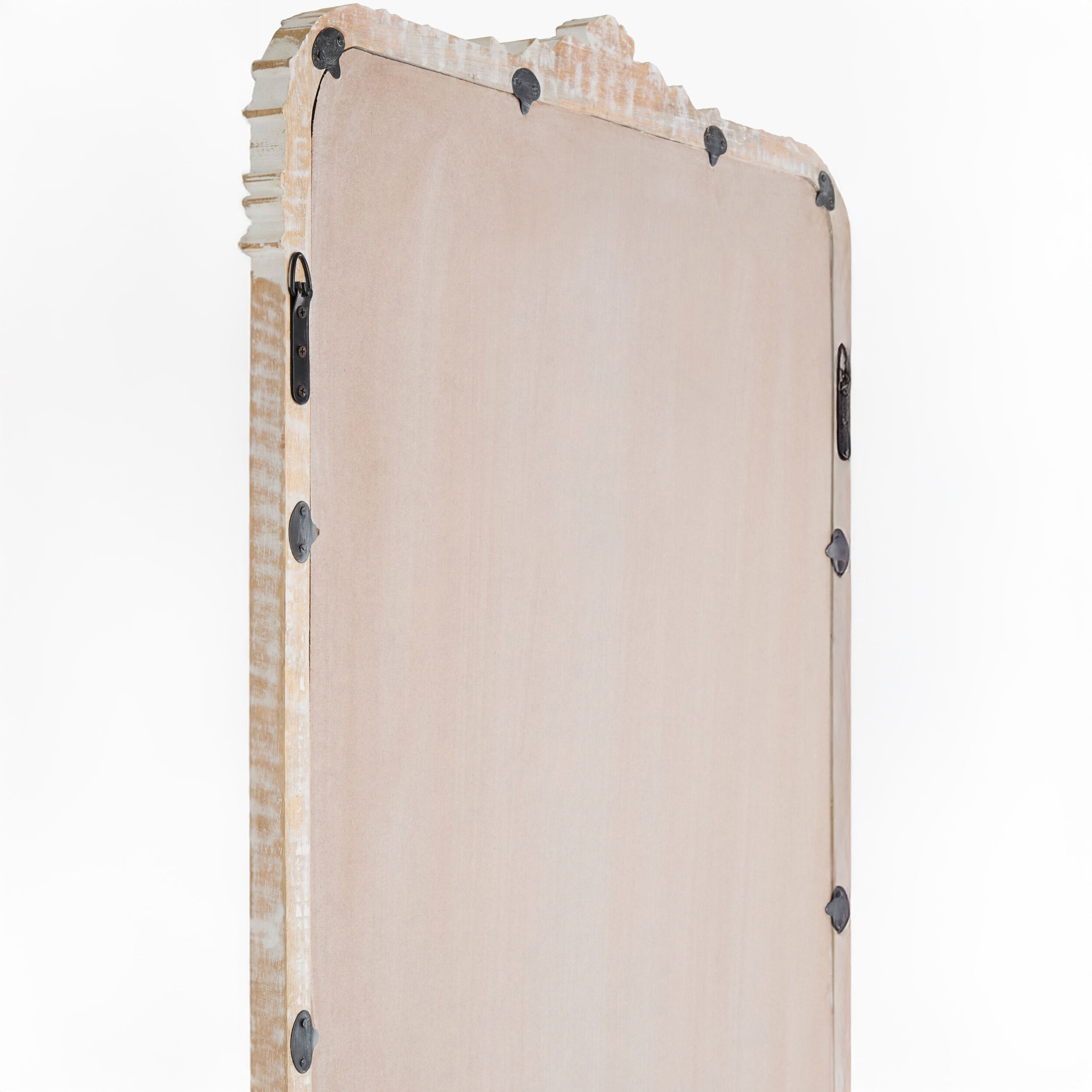 Back of Aaliyah Full Length Mirror in Weathered White on a white background at Addison West