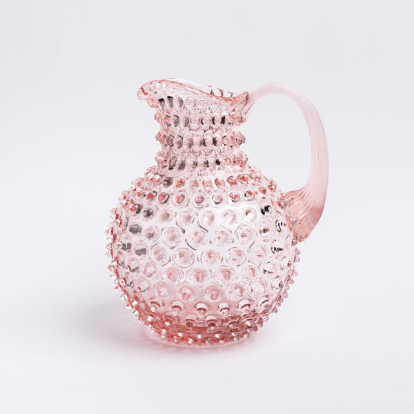 Addison West Chehoma pink glass hobnail pitcher