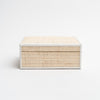Raffia Box with Leather Trim small on a white background from Addison West
