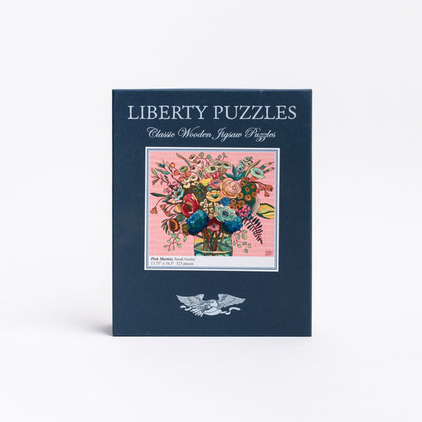 Liberty Puzzles Pink Martini Flowers puzzle on a white background