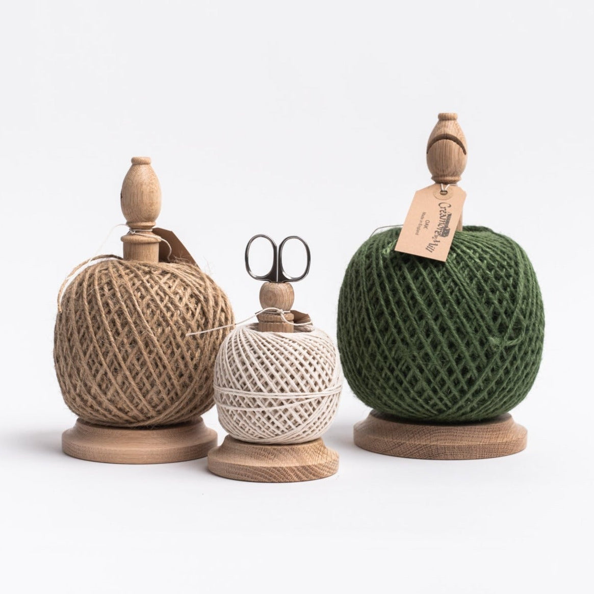 Three twine stand small medium and large with jute twine on a white background from Addison West home goods