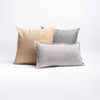 20" Square Outdoor Throw Pillow in Gray with other outdoor throw pillows on a white background