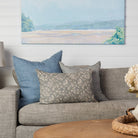 Waves & Florals Double Sided Lumbar Pillow on a beige sofa at Addison West