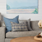 Waves & Florals Double Sided Lumbar Pillow on a beige sofa at Addison West