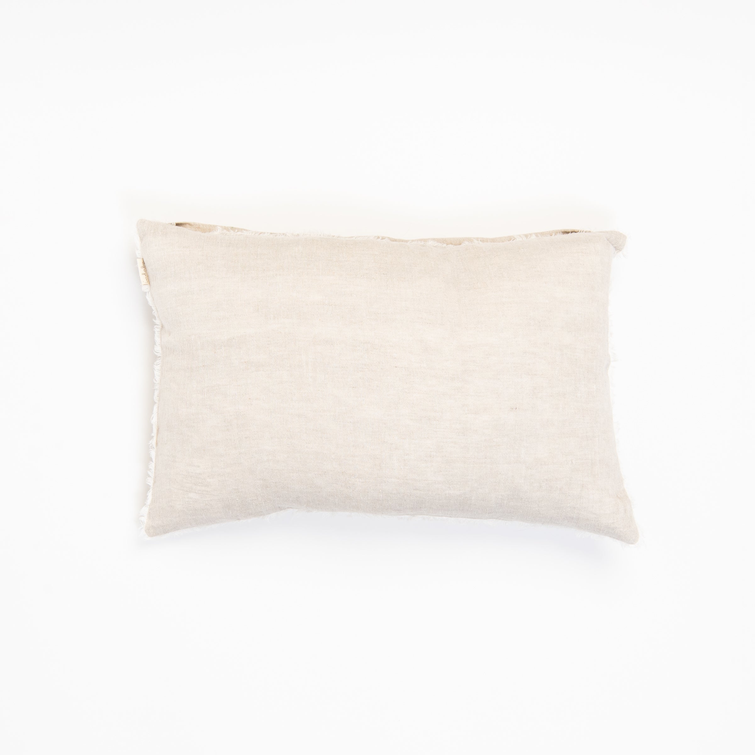 Lina Linen Lumbar Pillow in Chambray on a white background at Addison West