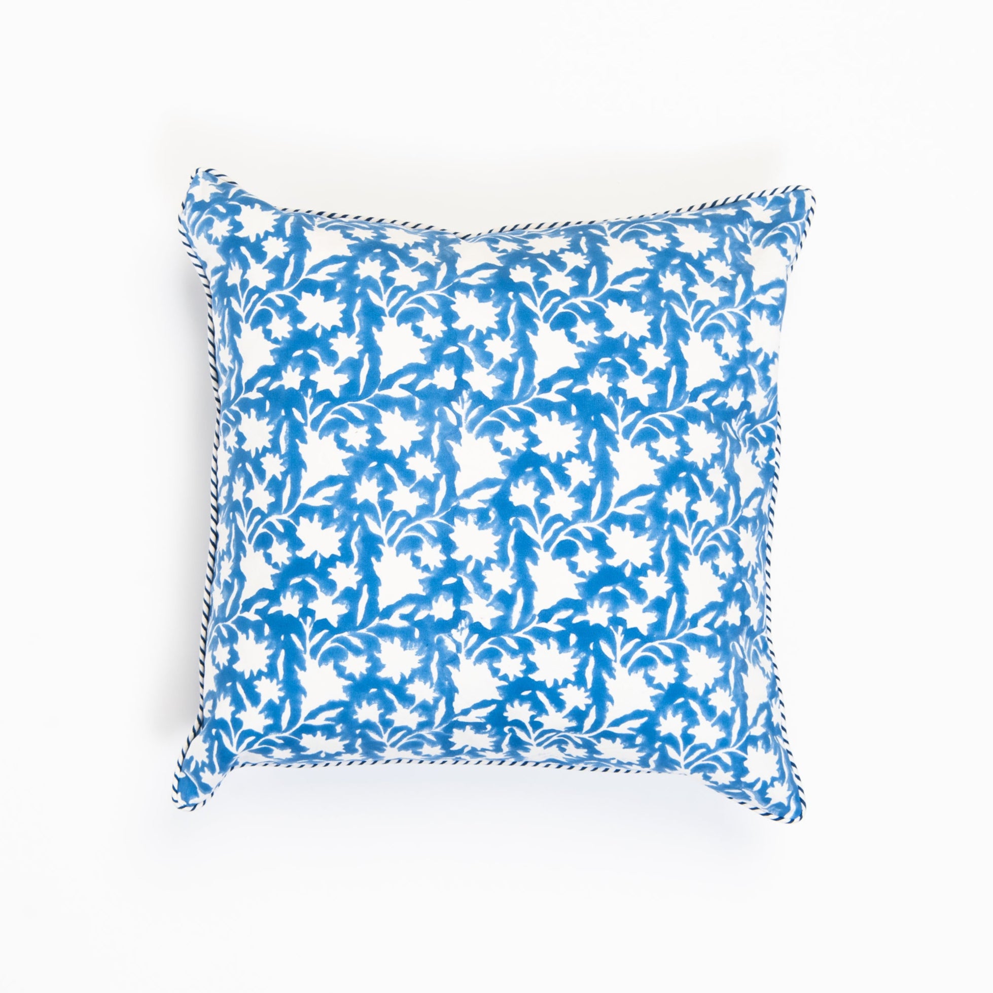 Periwinkle Blockprint 20" Pillow on a white background at Addison West