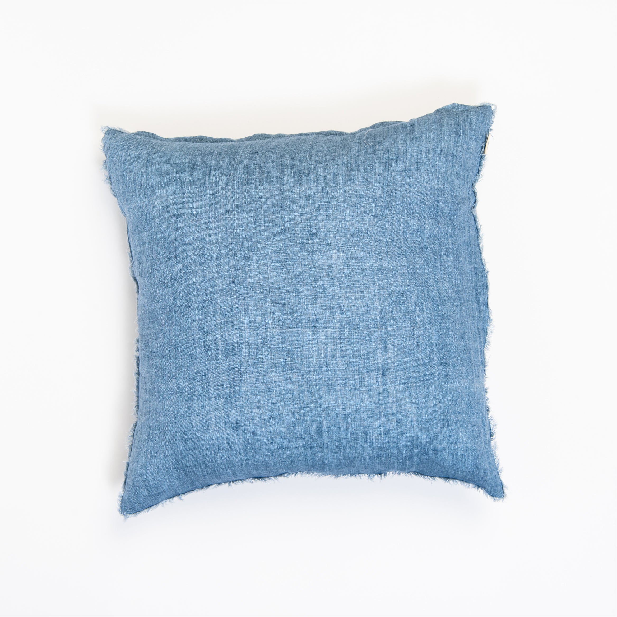 Lina Linen 24" Square Pillow in Arctic Blue on a white background at Addison West