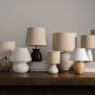 Glassiest Lamp with a collection of mini lamps on a desk and a white background