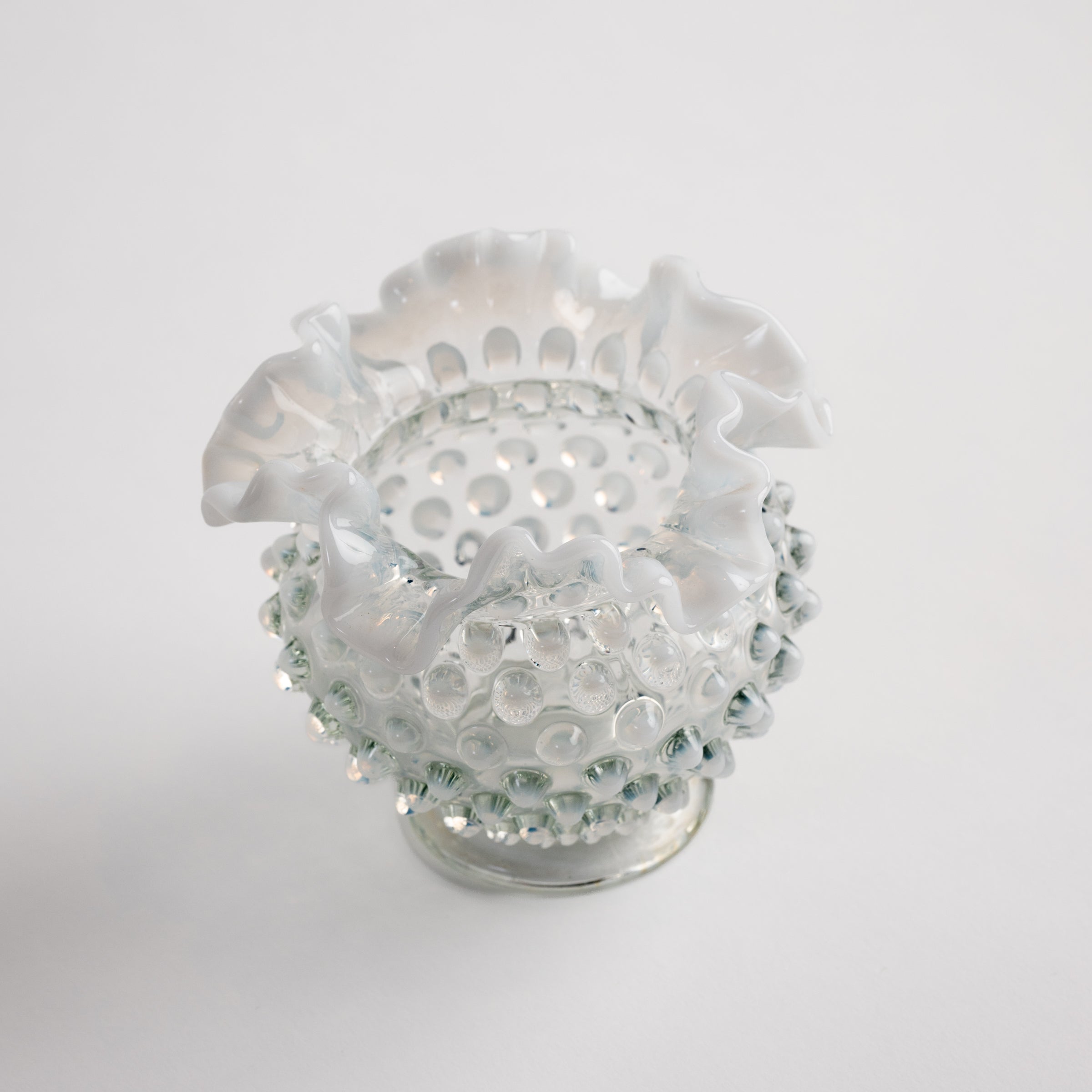 Vintage Hobnail Opalescent Vase #2 on a white background at Addison West