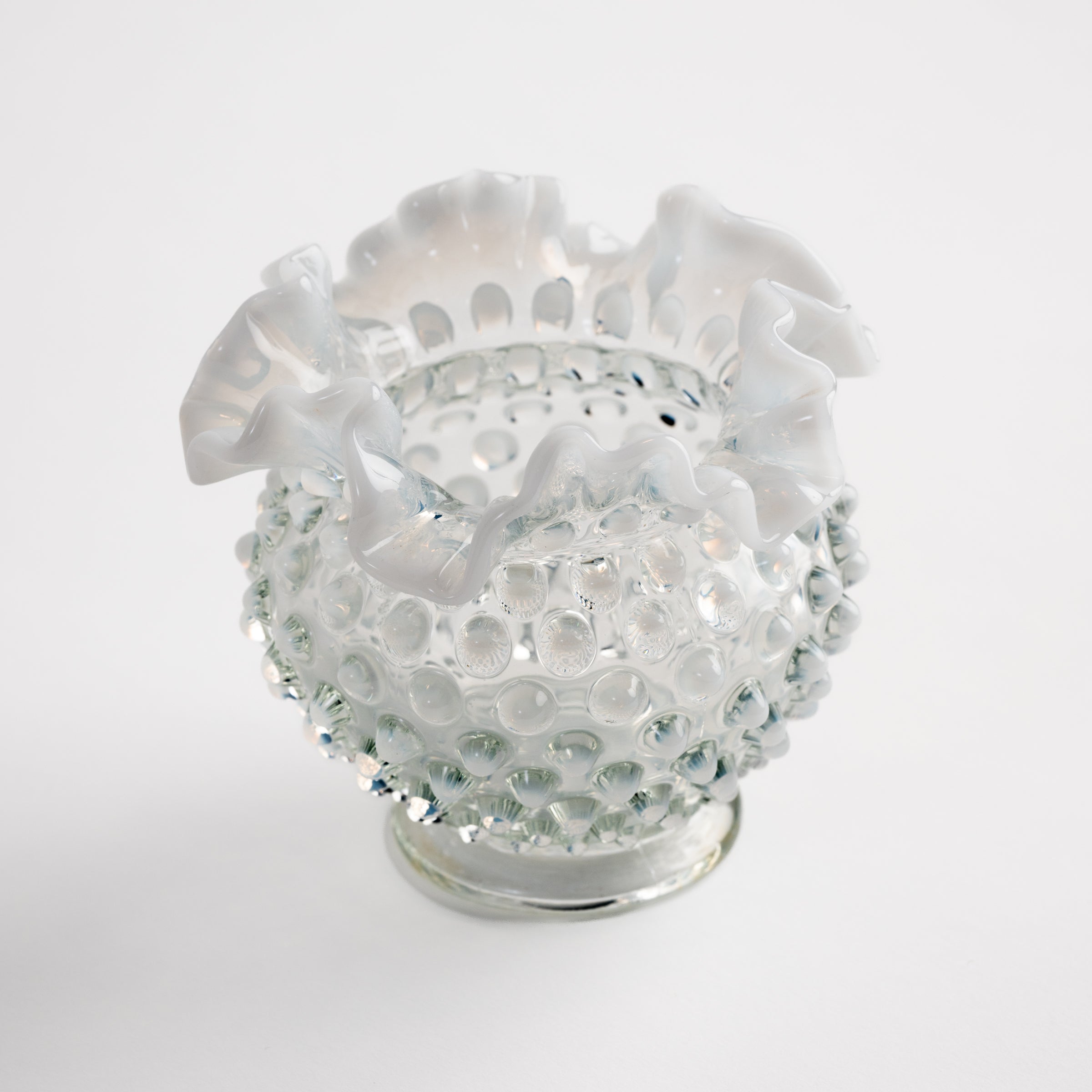 Vintage Hobnail Opalescent Vase #2 on a white background at Addison West