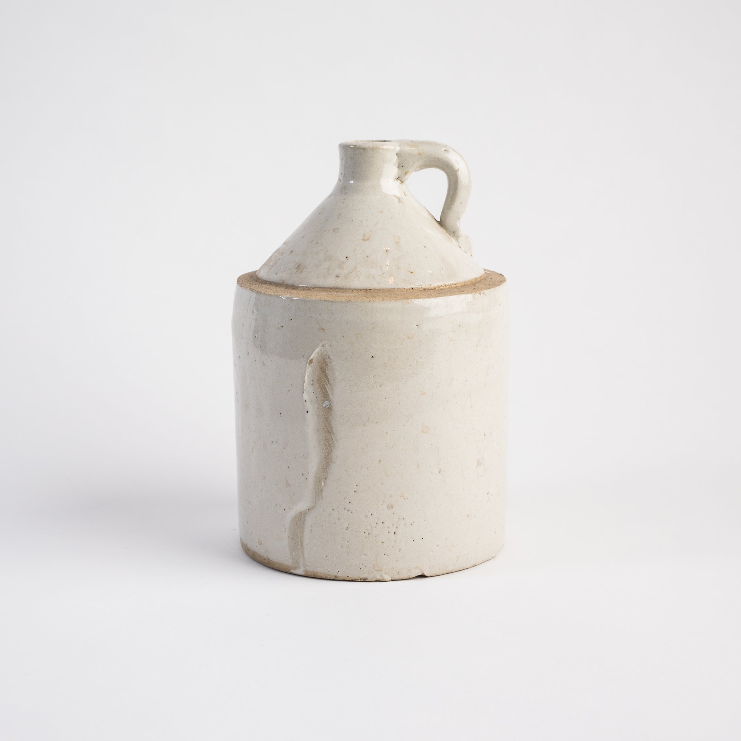 Vintage Medium White Crock on a white background at Addison West
