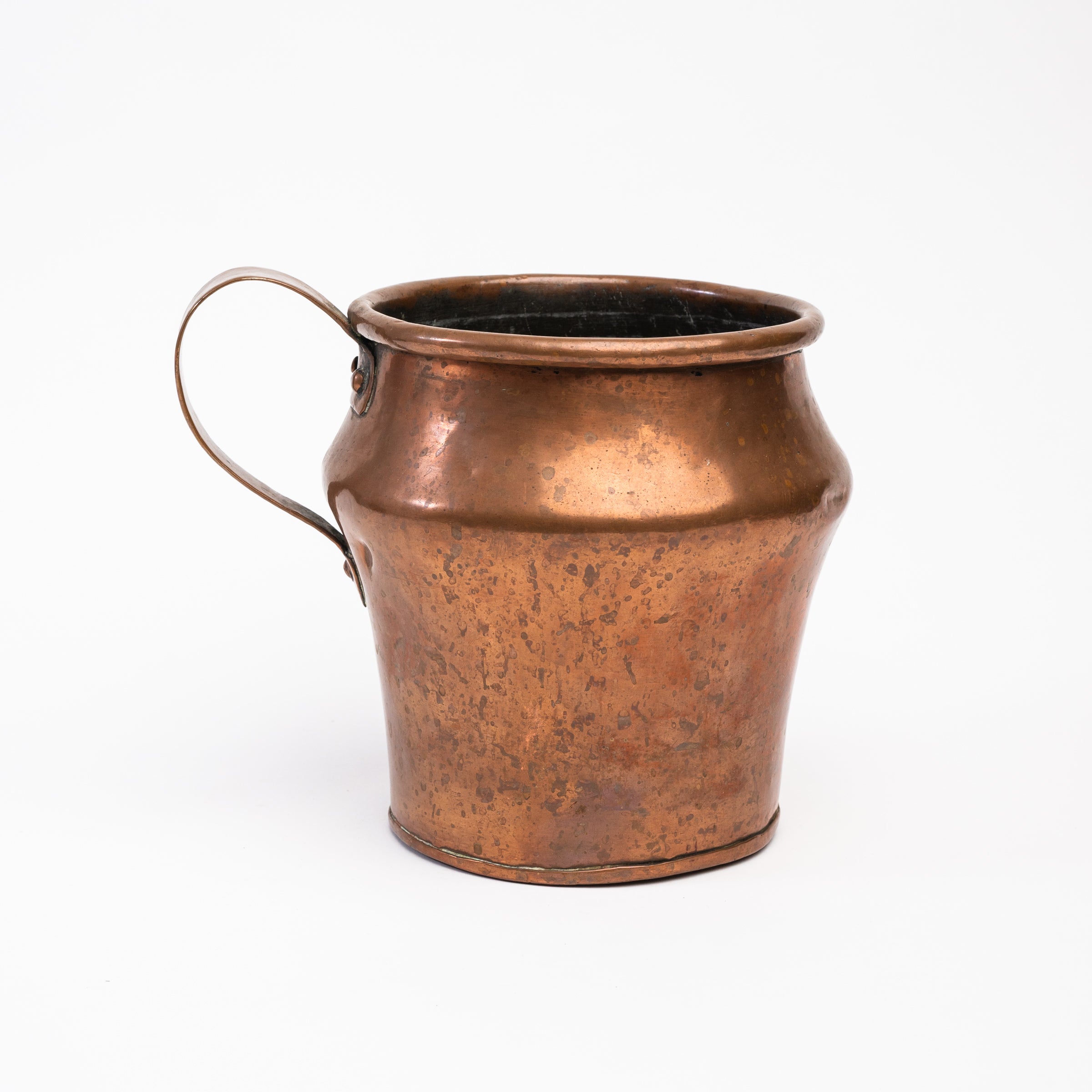 Vintage Large Copper Tavern Pitcher on a white background at Addison West