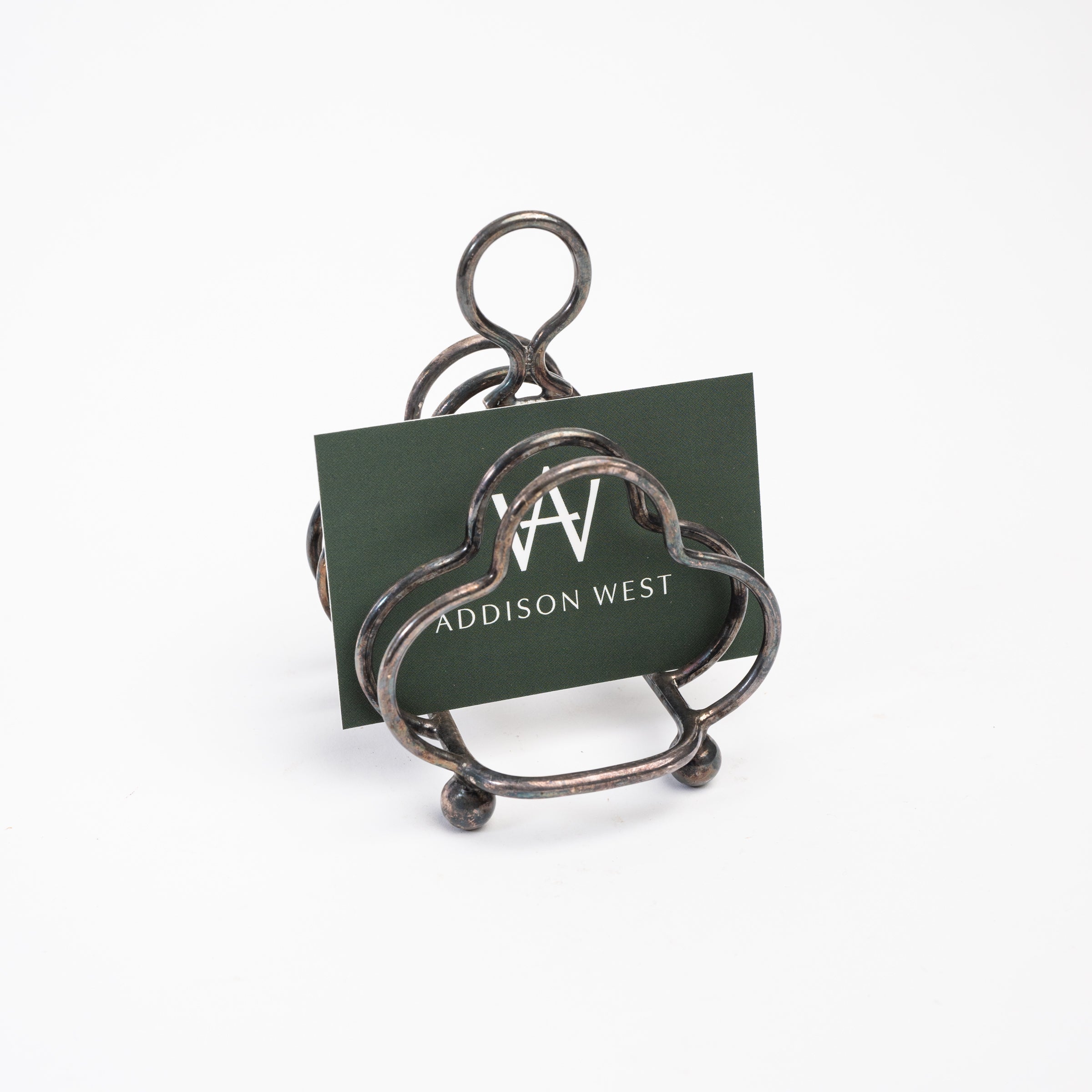 Vintage Silver Toast Rack on a white background at Addison West