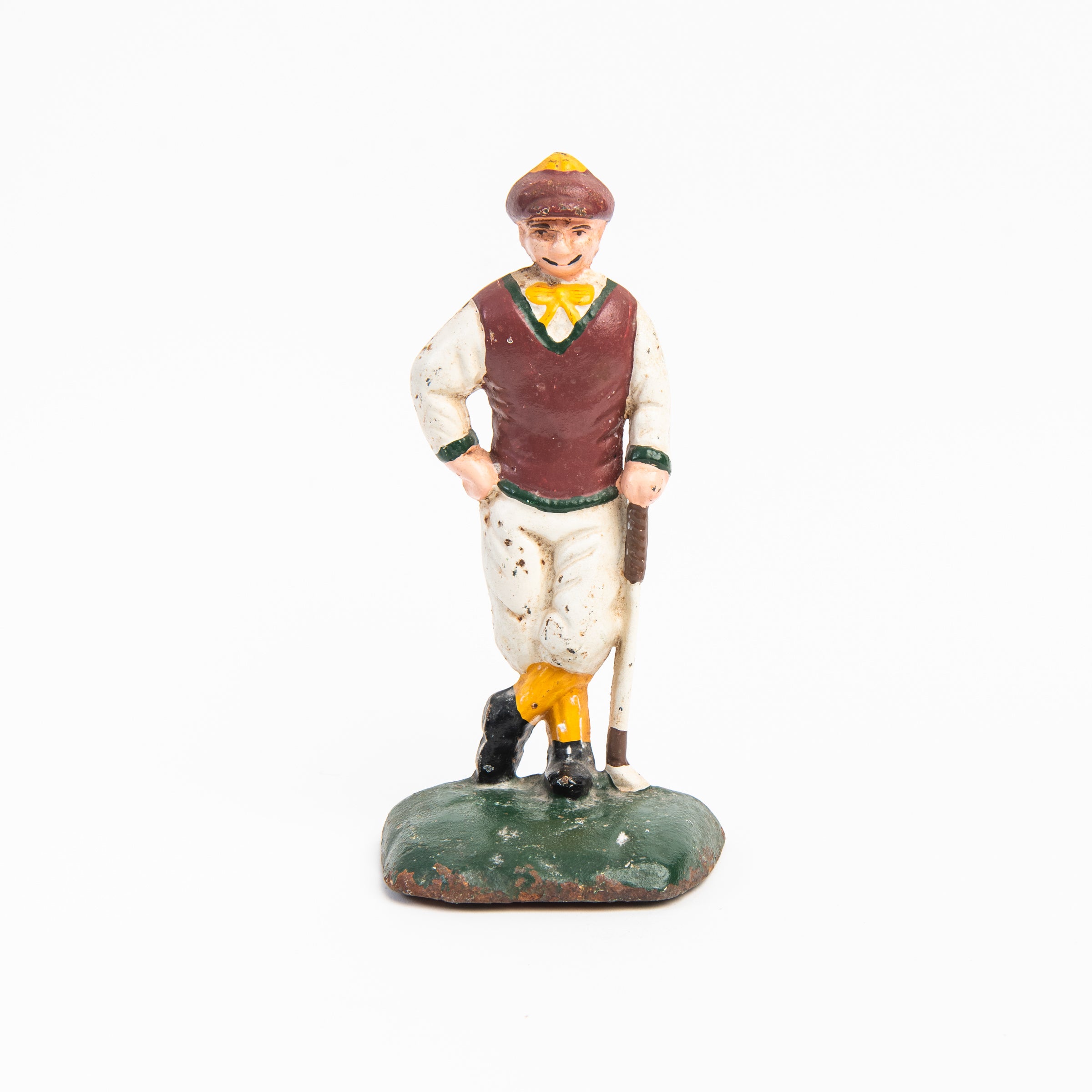 Vintage Cast Iron Golfer door stop on a white background at Addison West