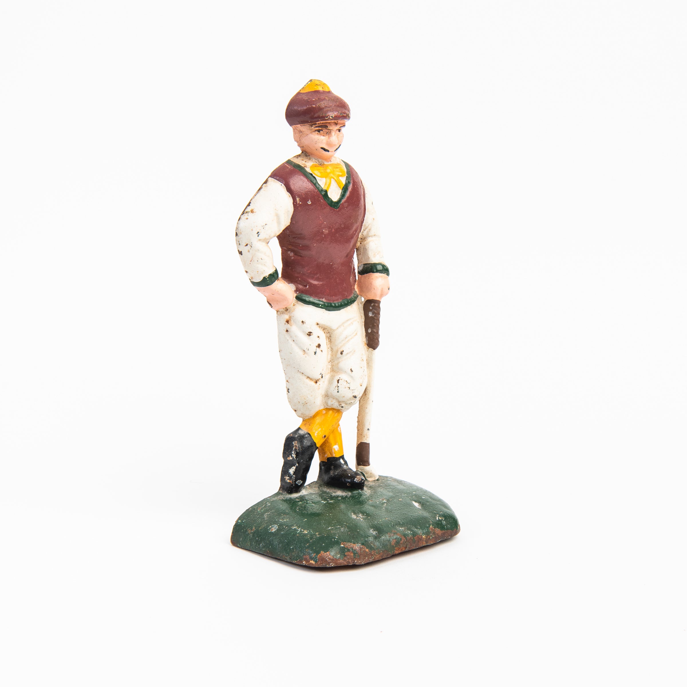 Vintage Cast Iron Golfer door stop on a white background at Addison West