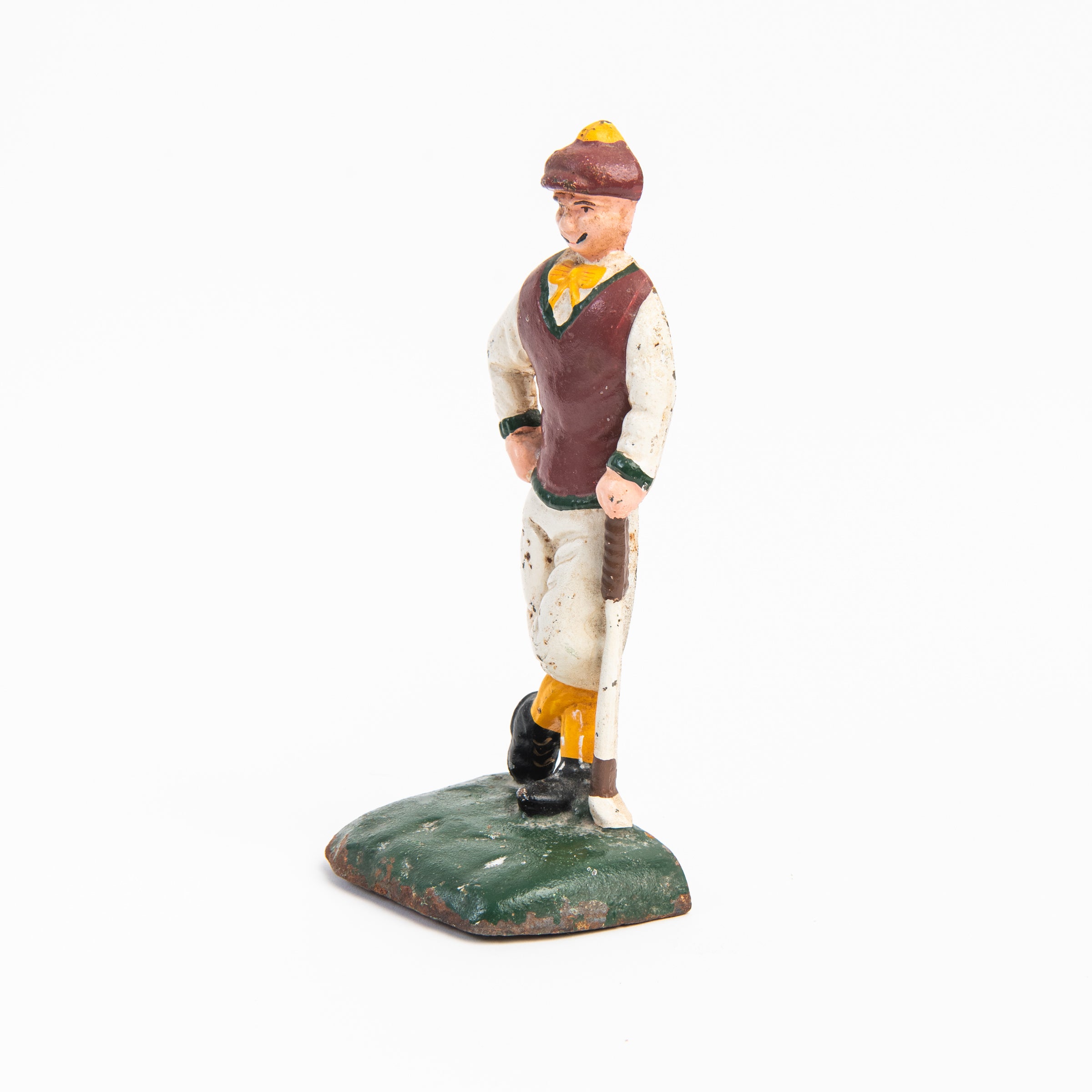 Vintage Cast Iron Golfer door stop on a white background at Addison West