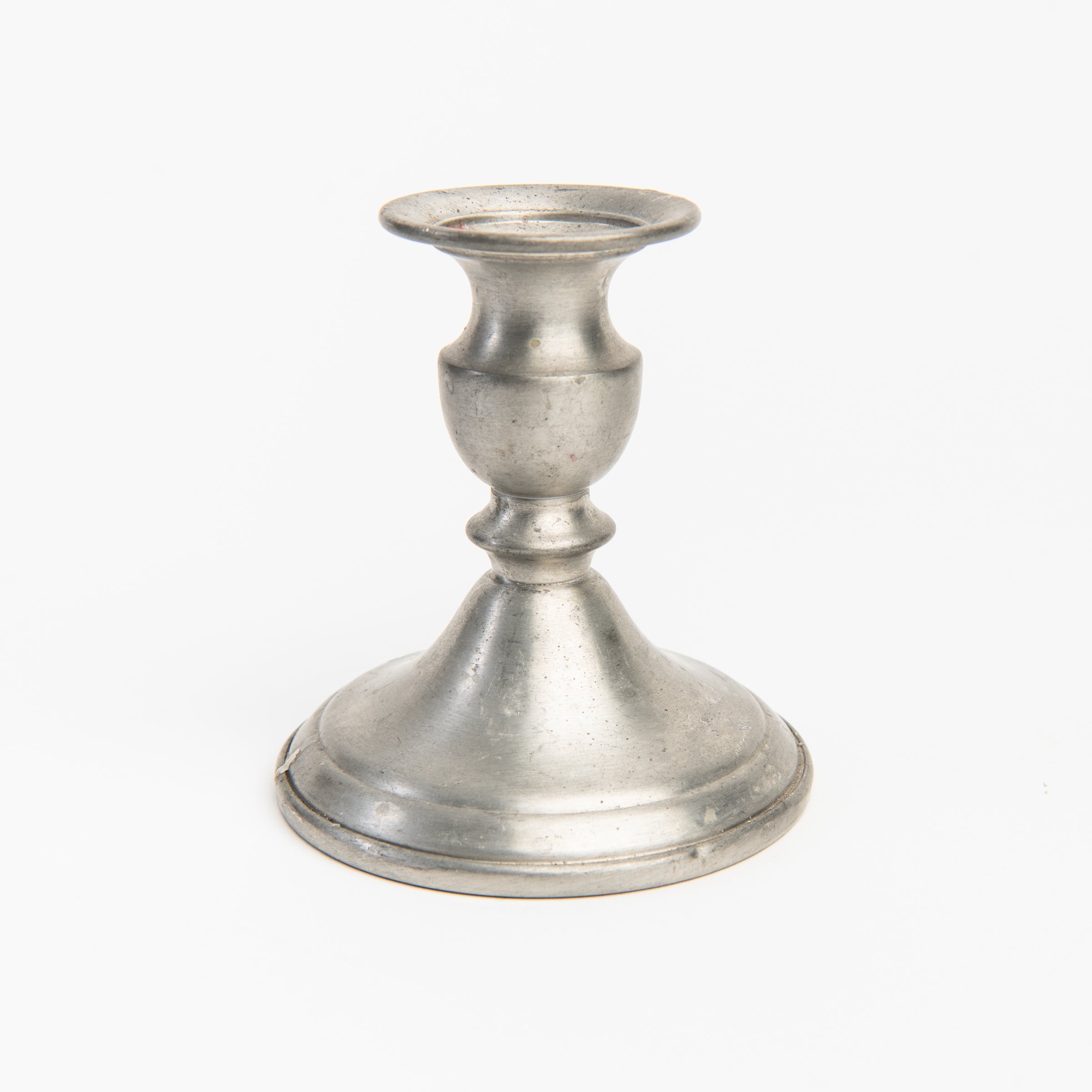 Vintage Web Weighted Pewter Candlesticks on a white background at Addison West