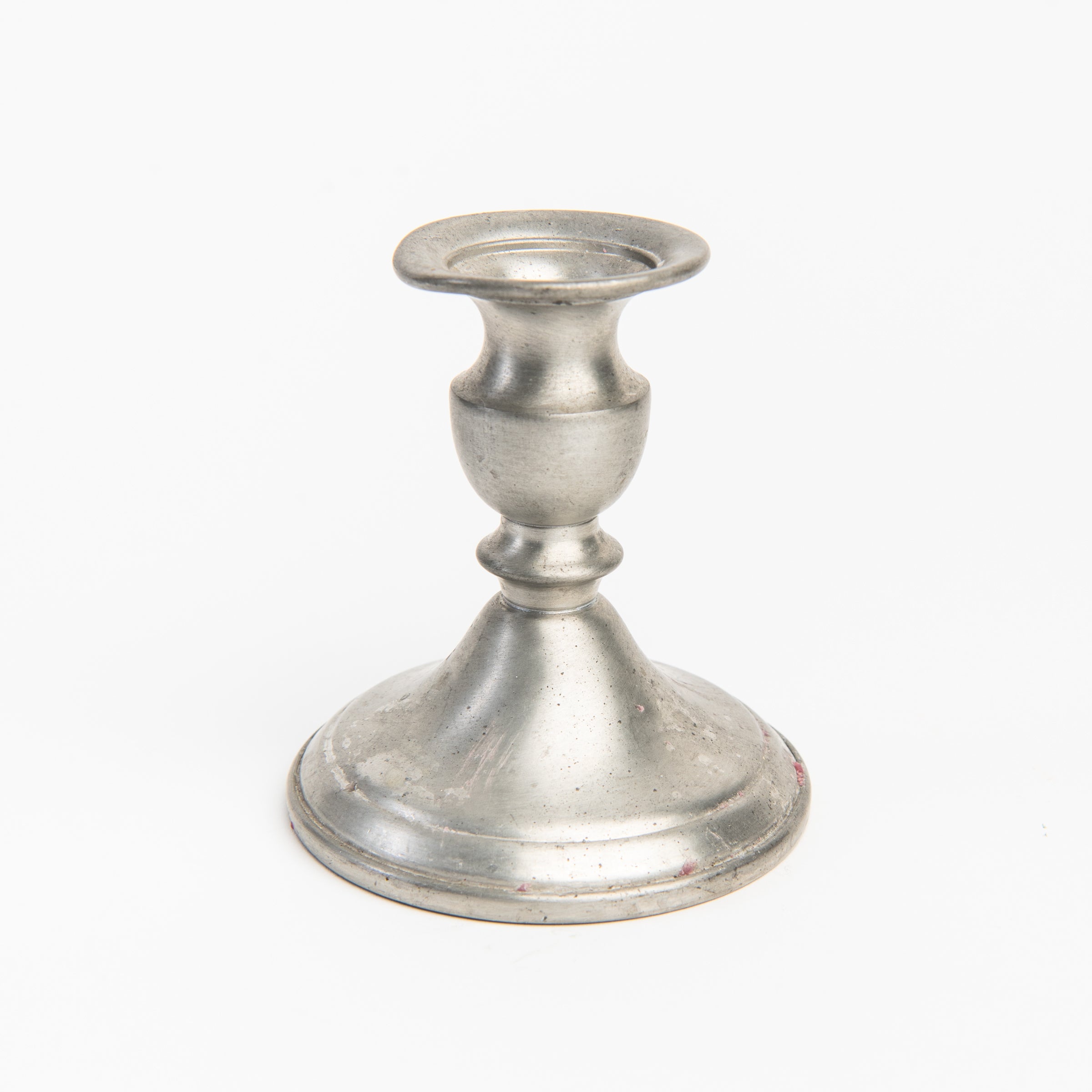 Vintage Web Weighted Pewter Candlesticks on a white background at Addison West