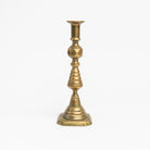 Vintage Brass Geometric Candlesticks on a white background at Addison West