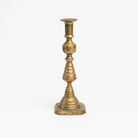 Vintage Brass Geometric Candlesticks on a white background at Addison West