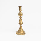 Vintage Brass Geometric Candlesticks on a white background at Addison West