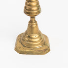 Close up of Vintage Brass Geometric Candlesticks on a white background at Addison West
