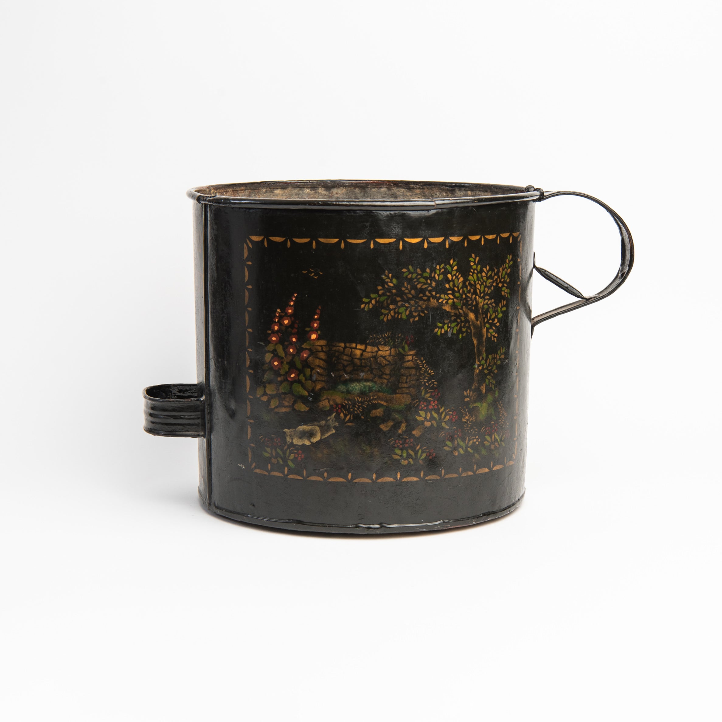 Vintage Tole Painted Ash Pail on a white background at Addison West