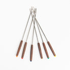 Vintage Rosewood Round Fondue Forks on a white background at Addison West