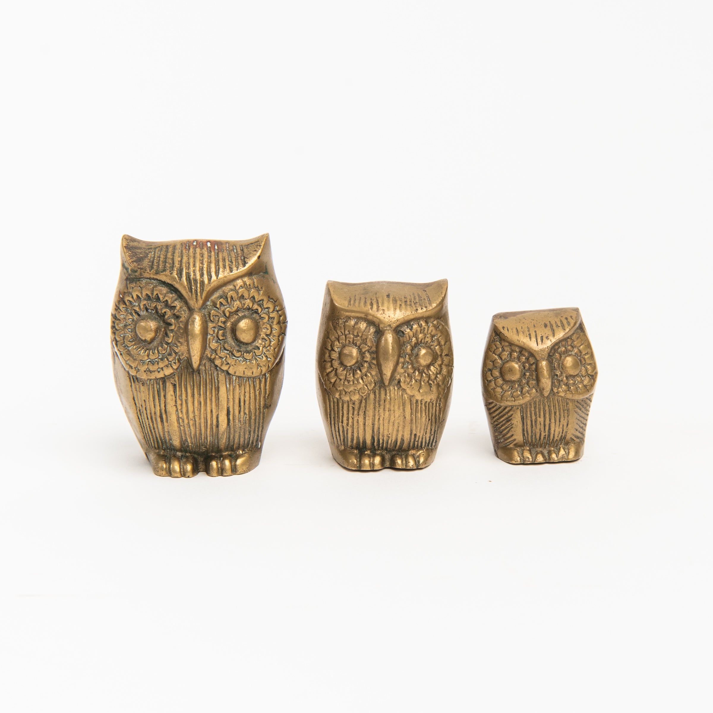 Vintage Brass Owl on a white background at Addison West