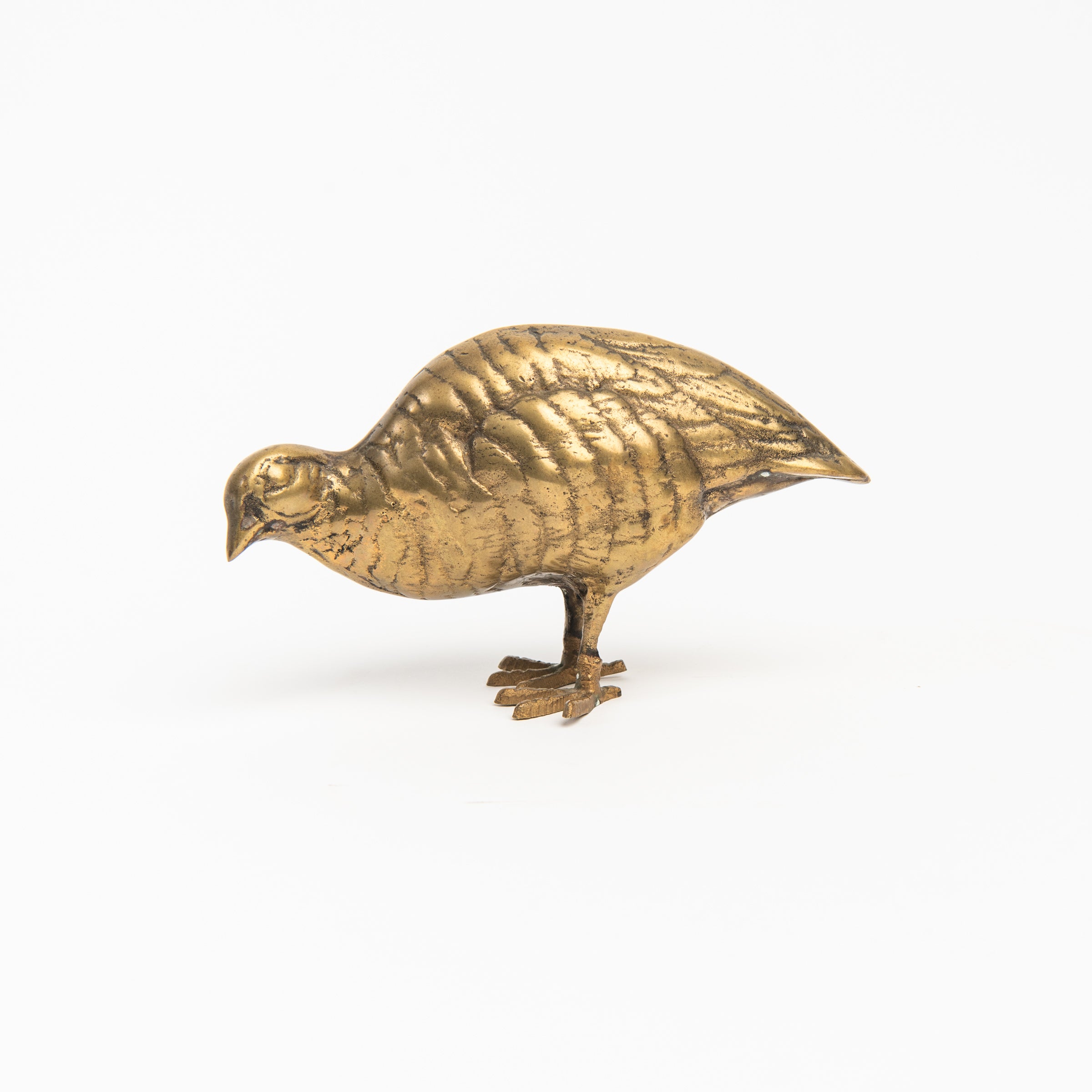 Vintage Brass Quail on a white background at Addison West
