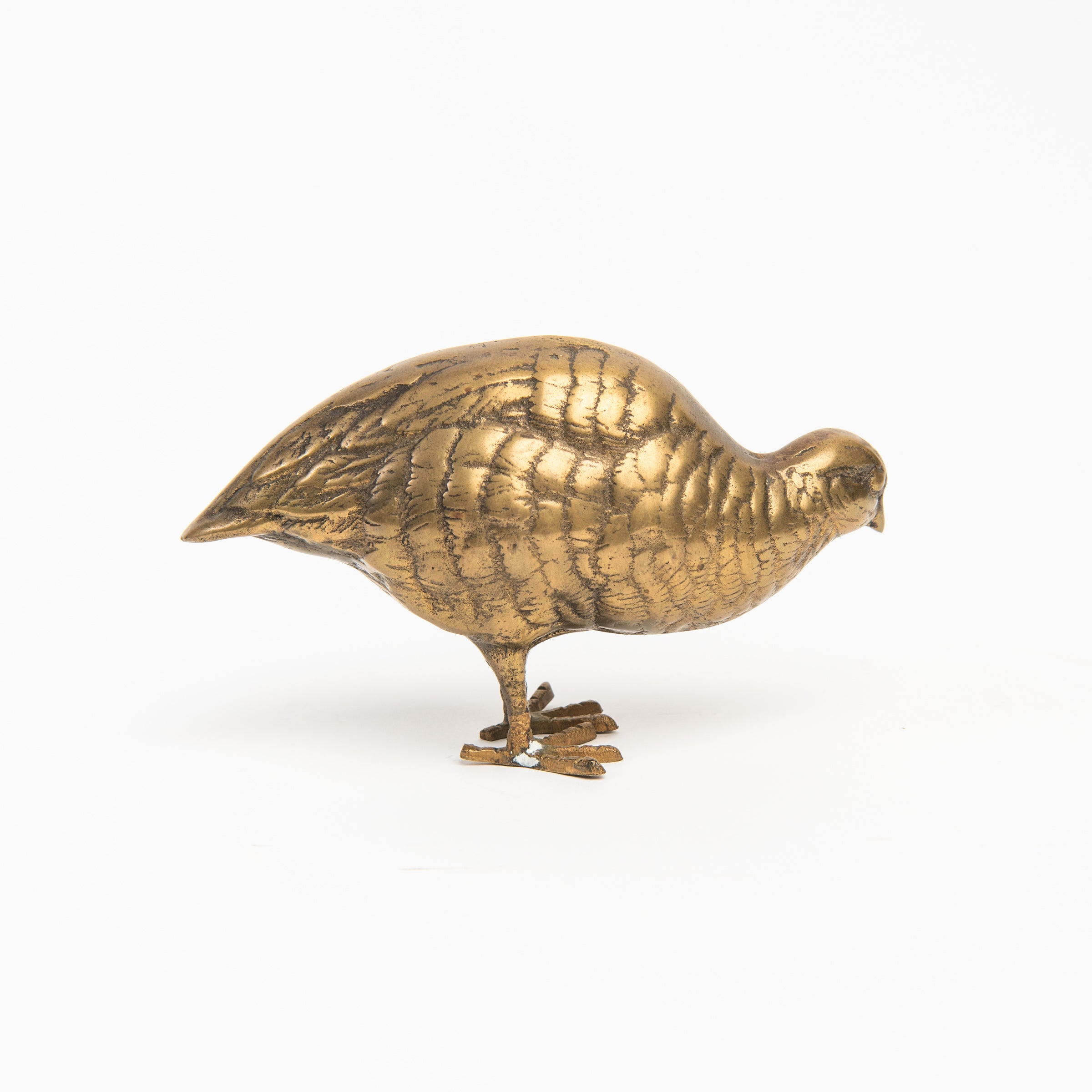 Vintage Brass Quail on a white background at Addison West