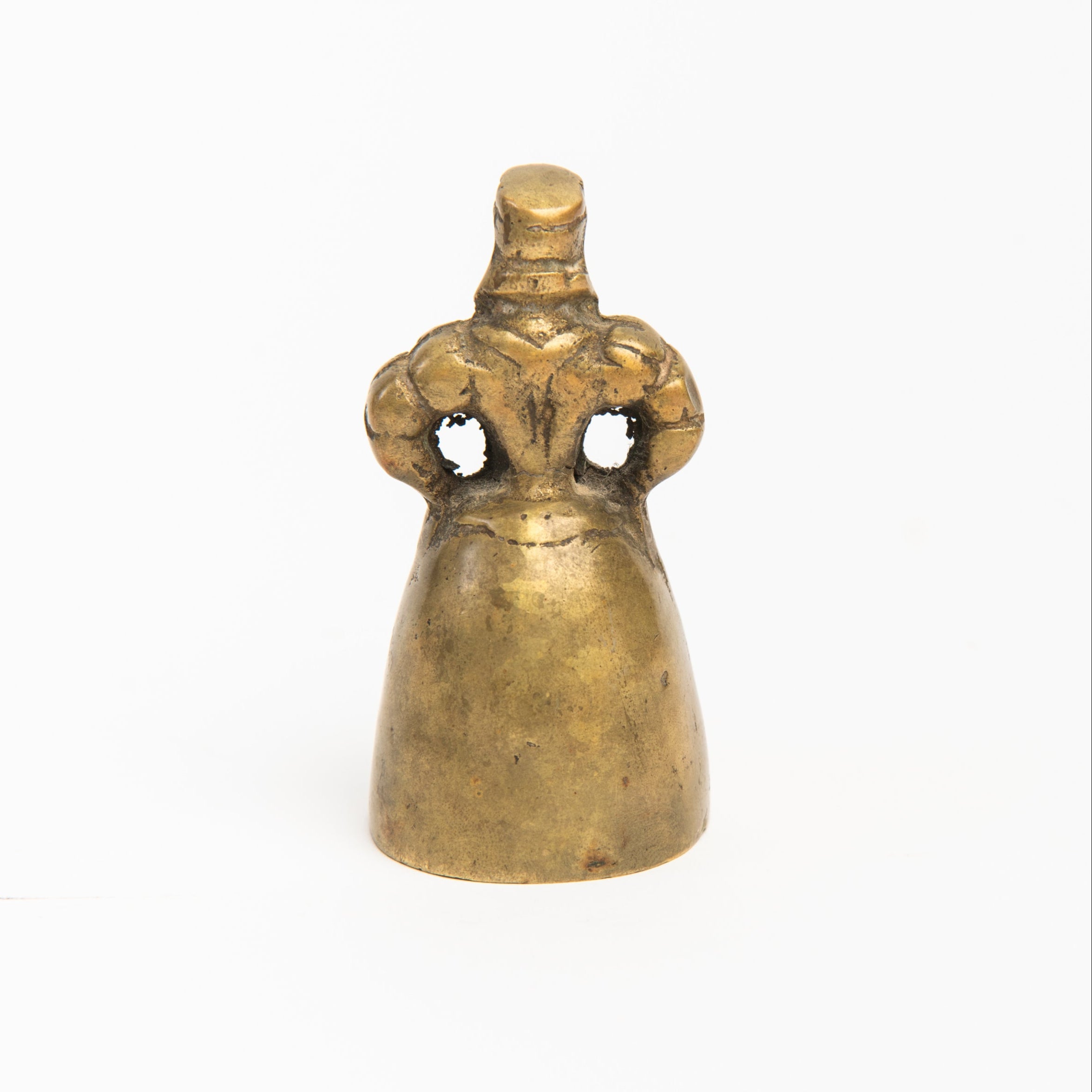Vintage Brass Lady Bell on a white background at Addison West